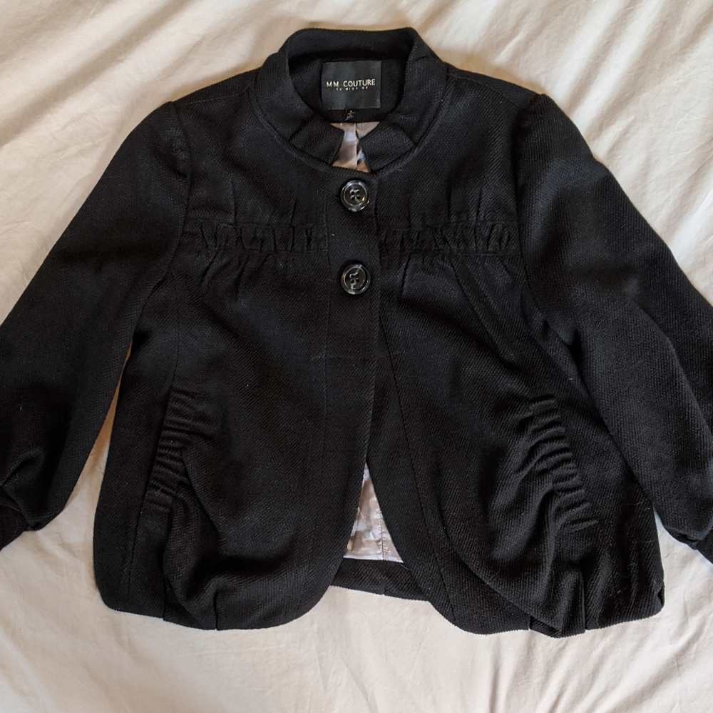 MM Couture black cropped peacoat size m